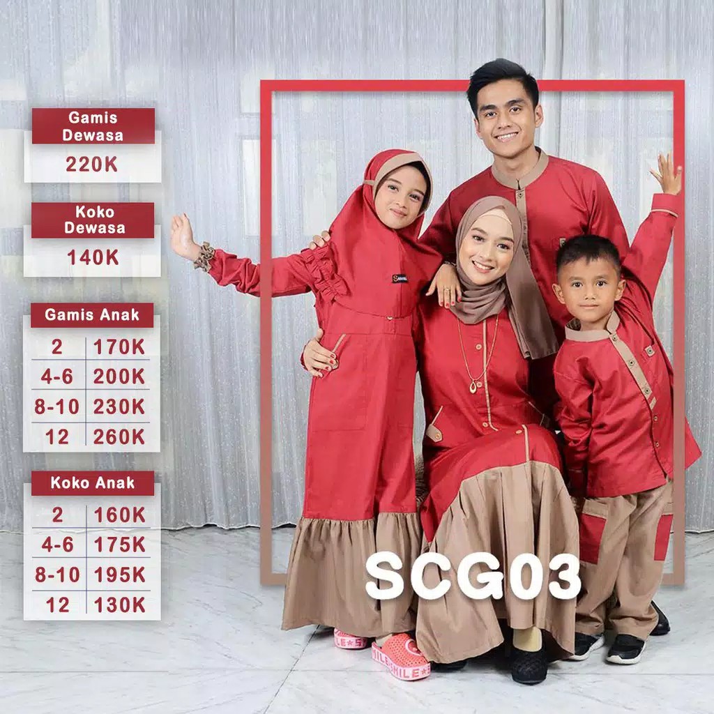 Sarimbit Busana Muslim Couple Keluarga Lebaran Maroon