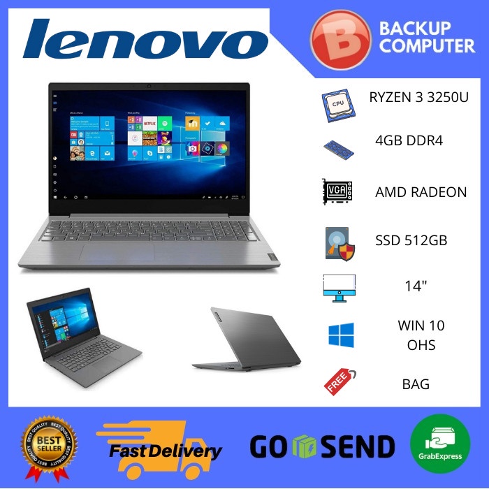 LAPTOP LENOVO V14 14ADA DPID Ryzen3 3250/4GB/512GB/WIN10+OHS - GREY