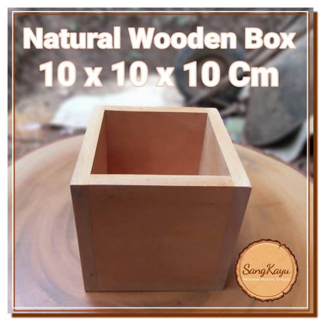 Wooden storage box 10x10x10 cm full kayu tempat penyimpanan serba guna