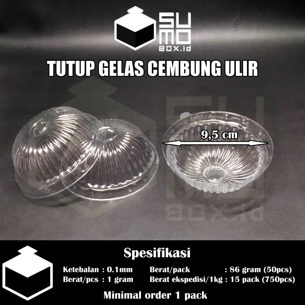 Tutup gelas ULIR bening cembung isi 50pcs / tutup gelas Oz cembung