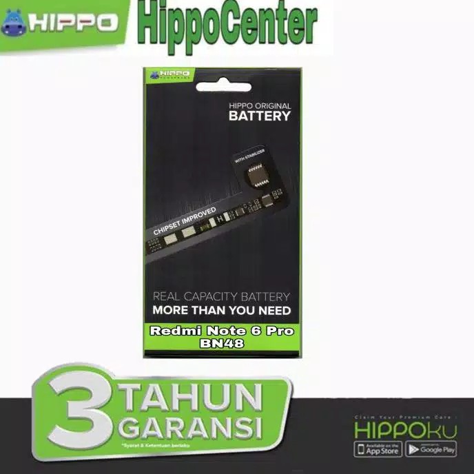 Hippo Baterai Xiaomi Redmi Note 6 Pro 4000mAh (BN 48/BN 45)Hippo Redmi Note 6 Pro Garansi Resmi 100%