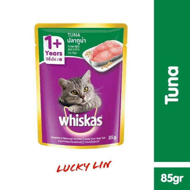 Whiskas basah pouch tuna 85/80gr /whiskas adult /  makanan kucing basah / whiskas pouch / sachet