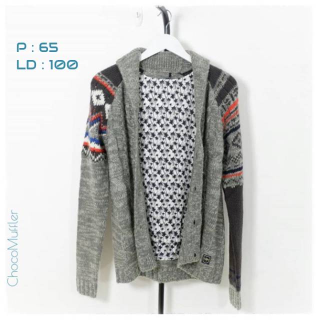 Knit Cardigan Wanita Rajut Motif