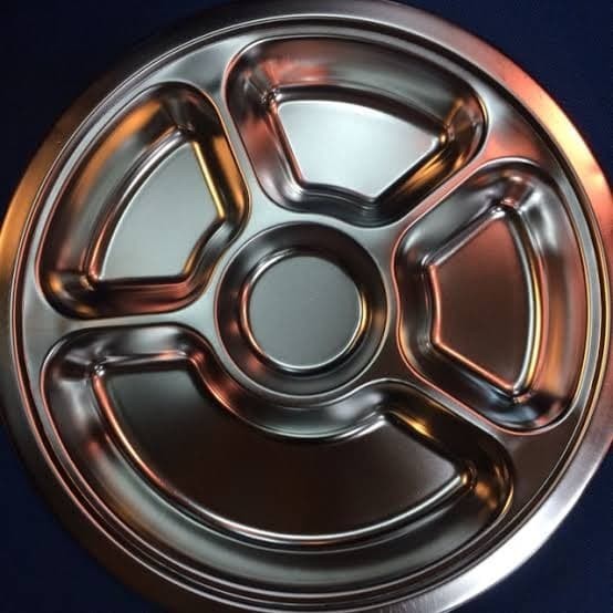 Termurah Ompreng stainless tebal atau Nampan plato stainless bulat sekat 5