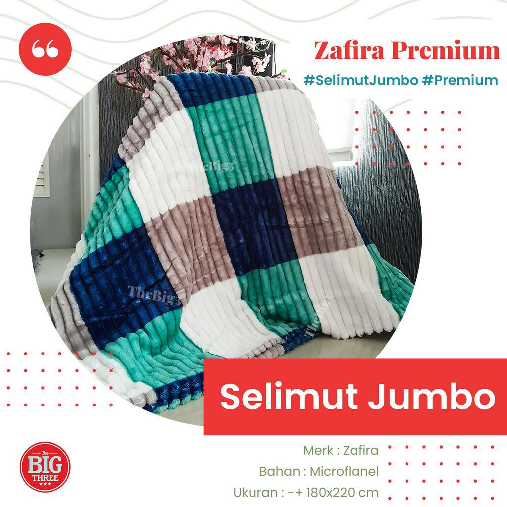 Zafira Selimut Jumbo Premium 200x210 Lembut &amp; Mewah Luxury Colourfull Blanket Motif Minimalis Merah Biru Maroon Ungu Pink Hijau - TBT