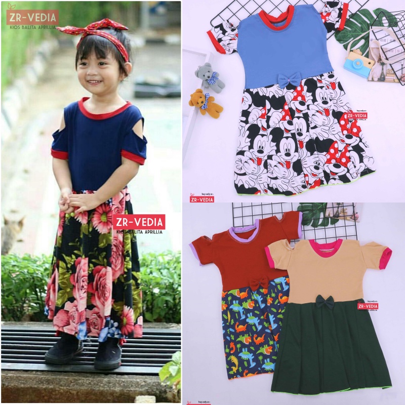 Dress Sabrina uk 6-7 tahun / Dres Anak Perempuan Import Baju Pesta Cewek Gaun Harian Kiosbaitaaprillia
