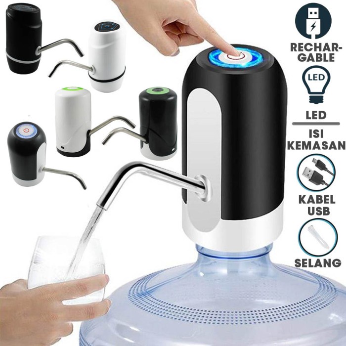 Alat Mesin Dispenser Pompa Air Galon Otomatis Usb Mini Electrik Led Smart Sensor Batre 1200 mAh