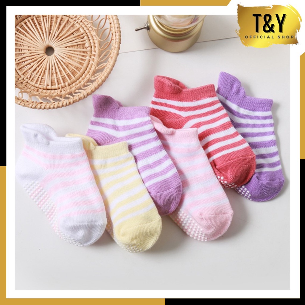 T&amp;Y Kaos Kaki Bayi Anti Slip Pendek Motif Polos 6479 Kaos Kaki Anak Perempuan Laki Laki Polos 3D 6480 Lucu Baby Socks Kids Cute Unik Anti Slip 6481 Murah Import