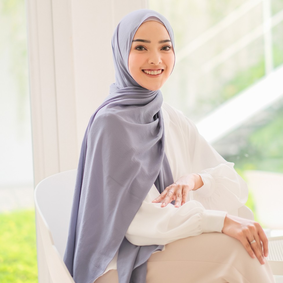 Lozy Hijab - Ilya Shawl ( Pashmina Ceruti )-Steel Blue