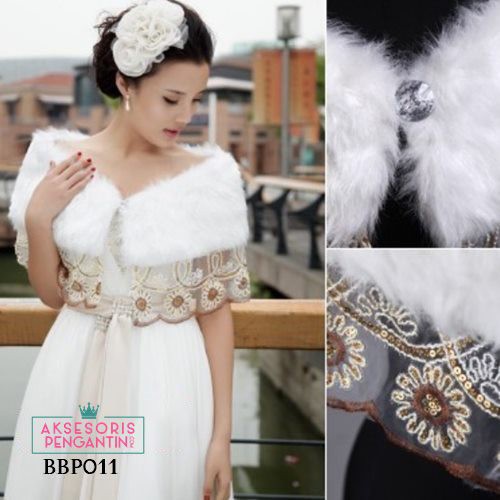 [READY STOCK] BOLERO PENGANTIN AKSESORIS WEDDING KARDIGAN BULU BLUDRU BBP011