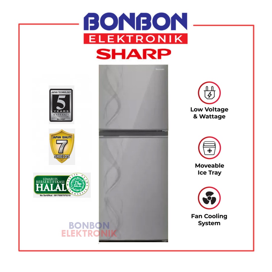 Sharp Kulkas 2 Pintu SJ-237ND-AS / SJ 237 / SJ237 Silver