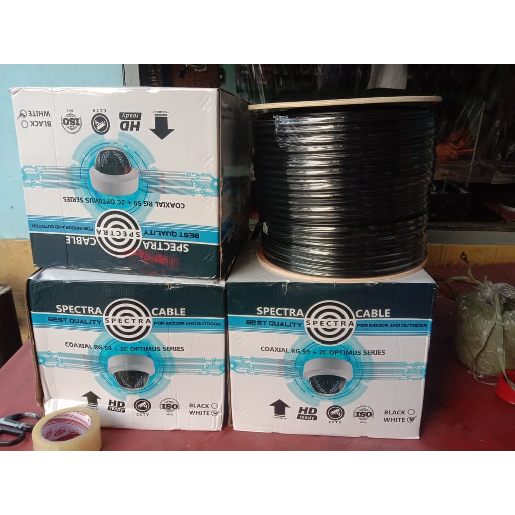 Kabel CCTV Coaxial RG 59 + 2C Optimus Series Merk Spectra 1 Roll 300m