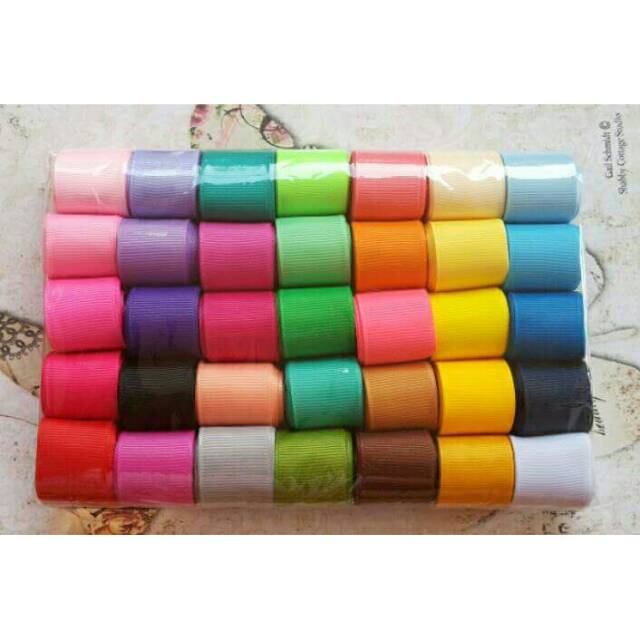 

Paket pita grosgrain polos uk 1" (2,5cm)