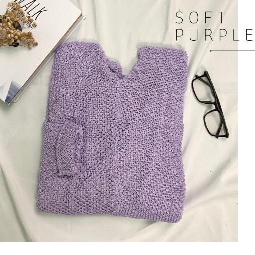 CARDIGAN RAJUT / BATWING KELELAWAR CARDIGAN / CARDIGAN BIG SIZE(PREMIUM)-SOFT PURPLE