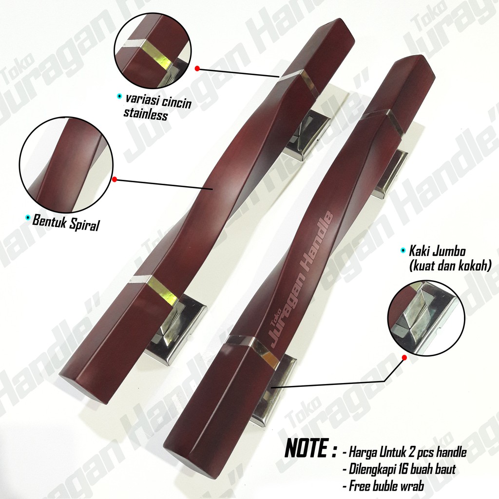 handle pintu rumah 35 cm model spiral mahoni pegangan pintu stainless tarikan pintu rumah minimalis gagang pintu unik awet murah