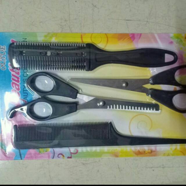 Gunting cukur 1 set - sisir cukur - gunting sasak-sisir sasak murah