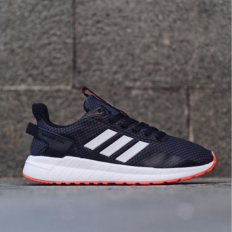 SEPATU LARI PRIA ADIDAS QUESTAR RIDE BLACK WHITE SOL ORANGE | Shopee