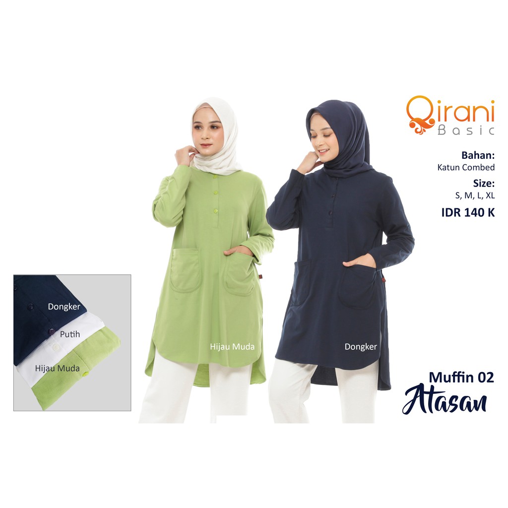 Qirani Basic Atasan Wanita Muslim Muffin 02 Atasan Kaos Combed