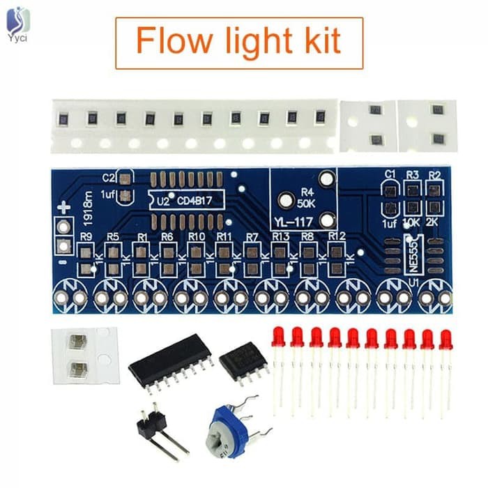 Kit Running Led Set Modul Elektronik dengan Lampu untuk Ne555 CD4017