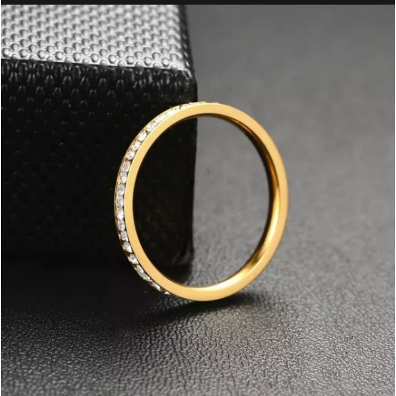 cincin wanita titanium emas gold anti karat berlian Korea remaja