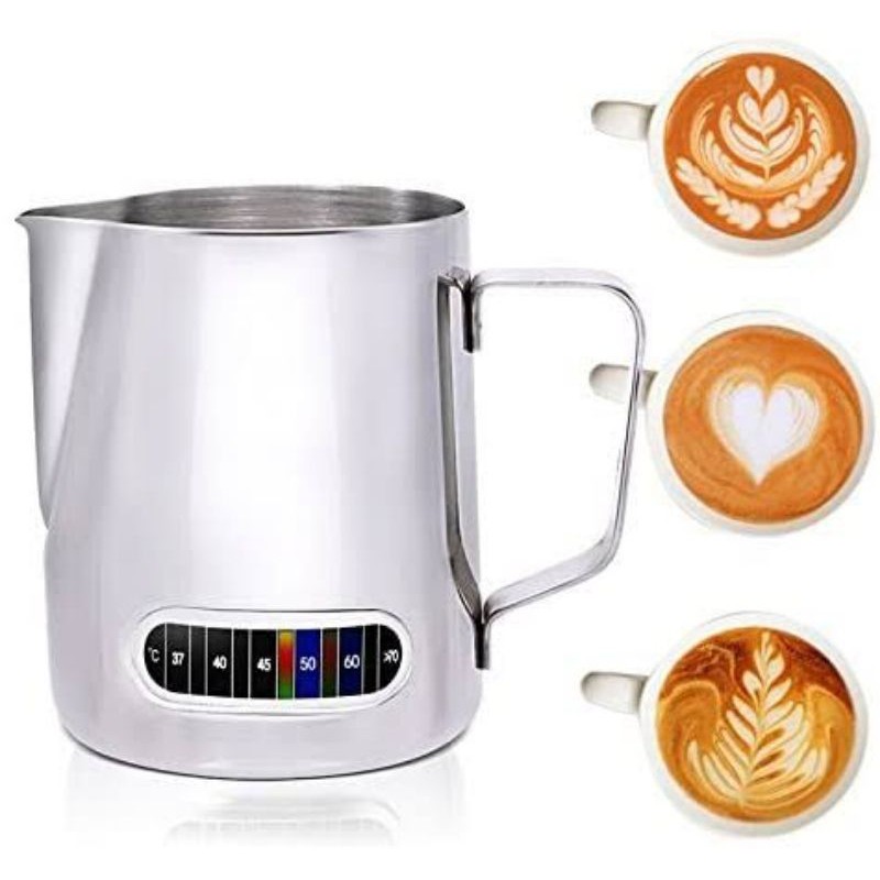 STAINLESS MILK JUG THERMOMETER 600 ml BARISTA PROFESSIONALS TOOL (LATTE ART)