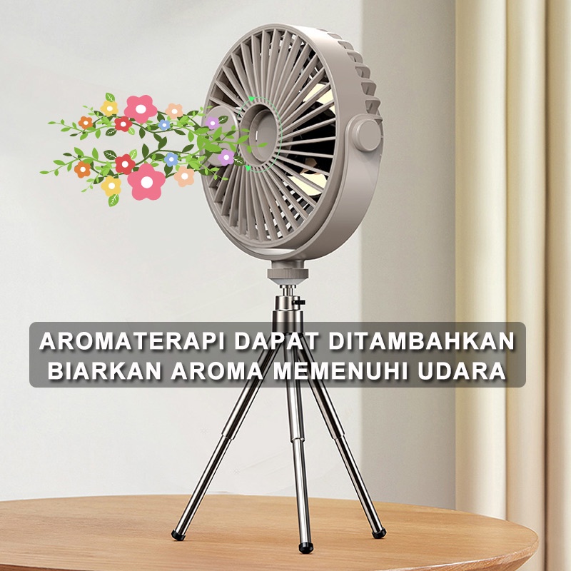 CORN Kipas Angin Portabel Stand Fan Gantung Portable Dengan Lampu 360° Kendali Jarak Jauh Table Fans Berdiri Home Berkemah