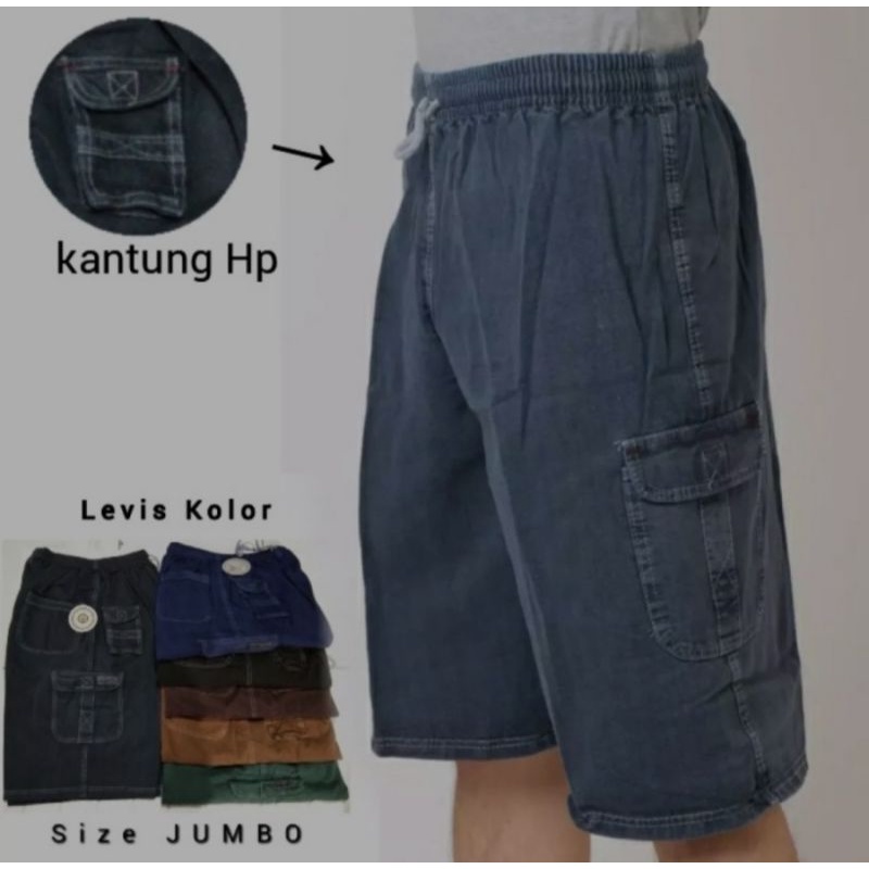 celana pendek kolor cargo semi Levis polos jumbo