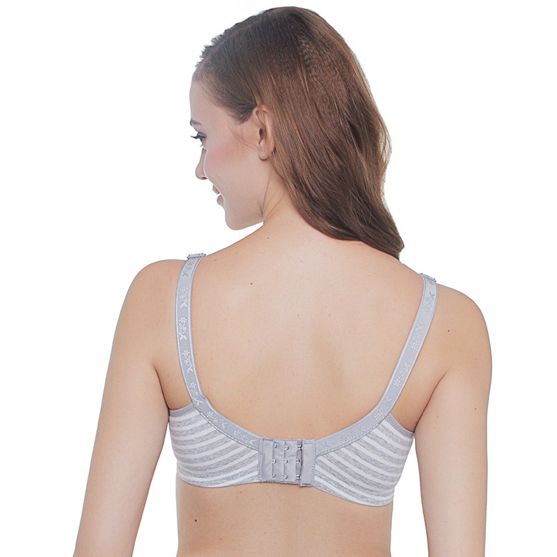 Mooimom Grey Abu Stripe Maternity &amp; Nursing Bra Ibu Hamil &amp; Menyusui B6887WZ