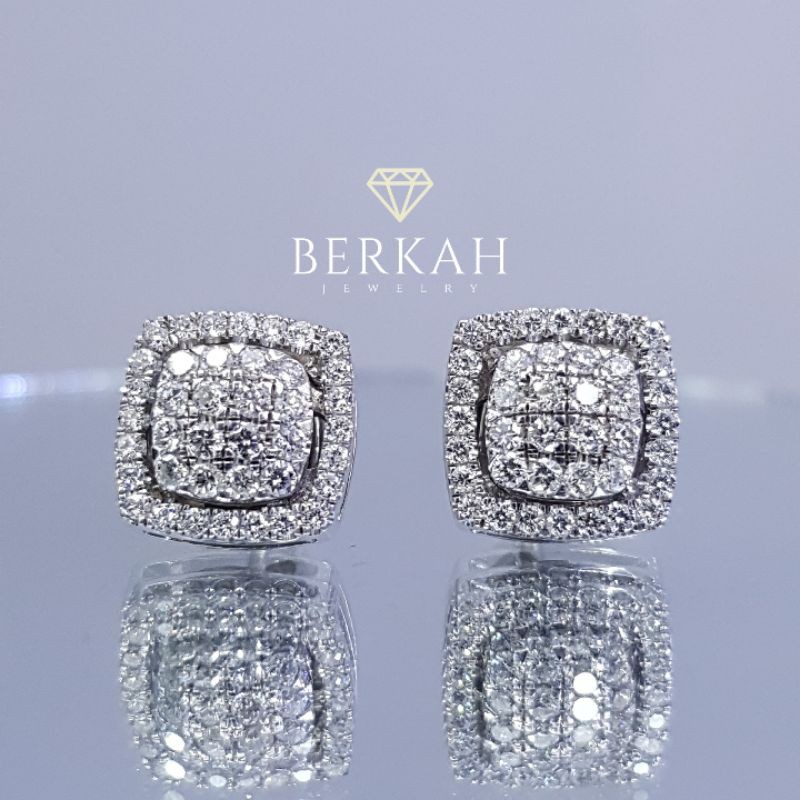 Anting Giwang 2 in 1 Emas Berlian Asli Natural Diamond