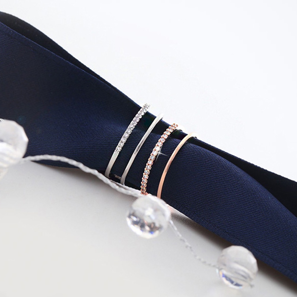 Hu Hu Hu Hu Hu Alat Bantu Pasang Kacamata♡ Cincin Wanita Model Terbuka Dua Lapis Aksen Berlian Imitasi Untuk Pernikahan