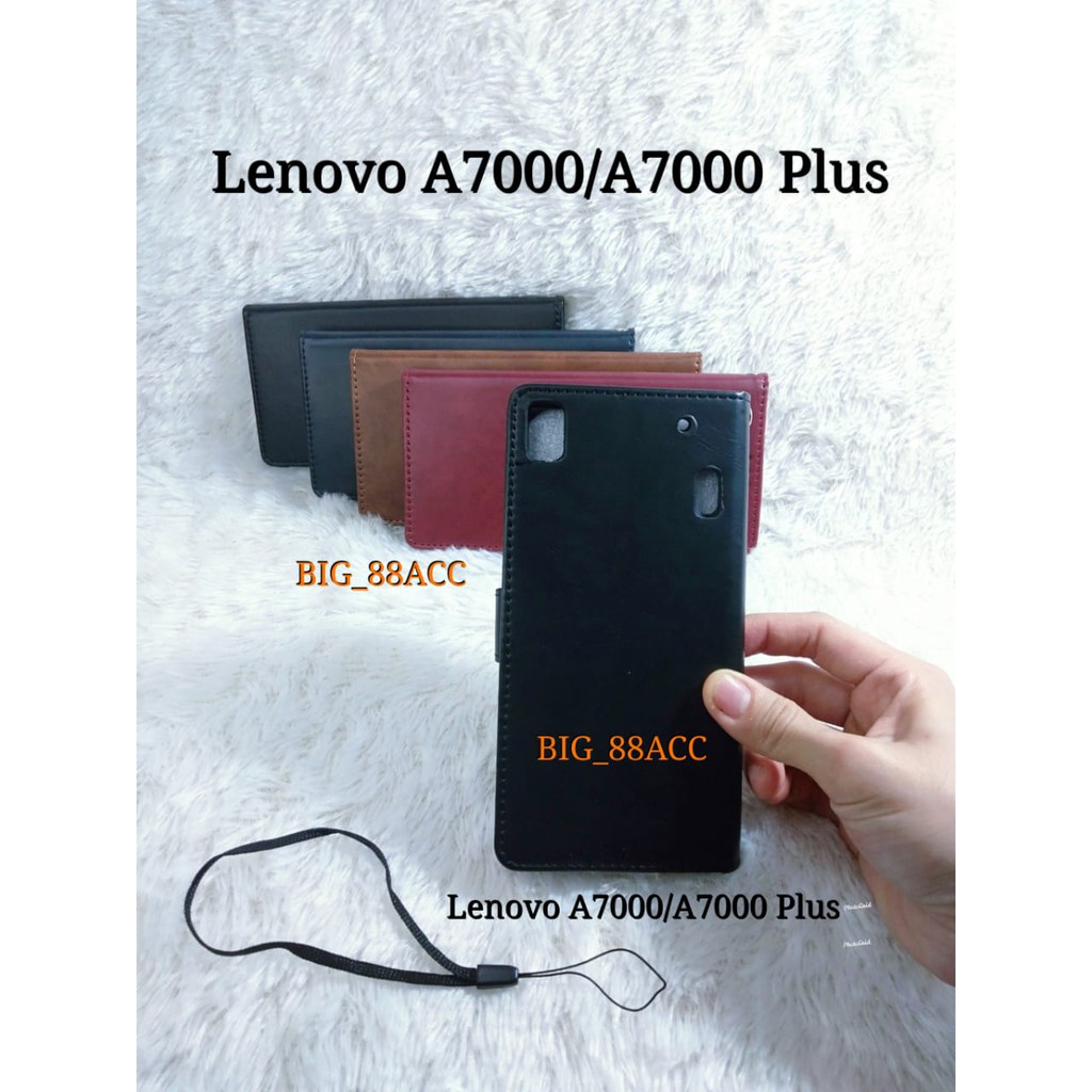 Leather Case Kulit Lenovo A7000 / A7000 Plus / K3 Note Wallet Casing - Sarung Kulit Dompet
