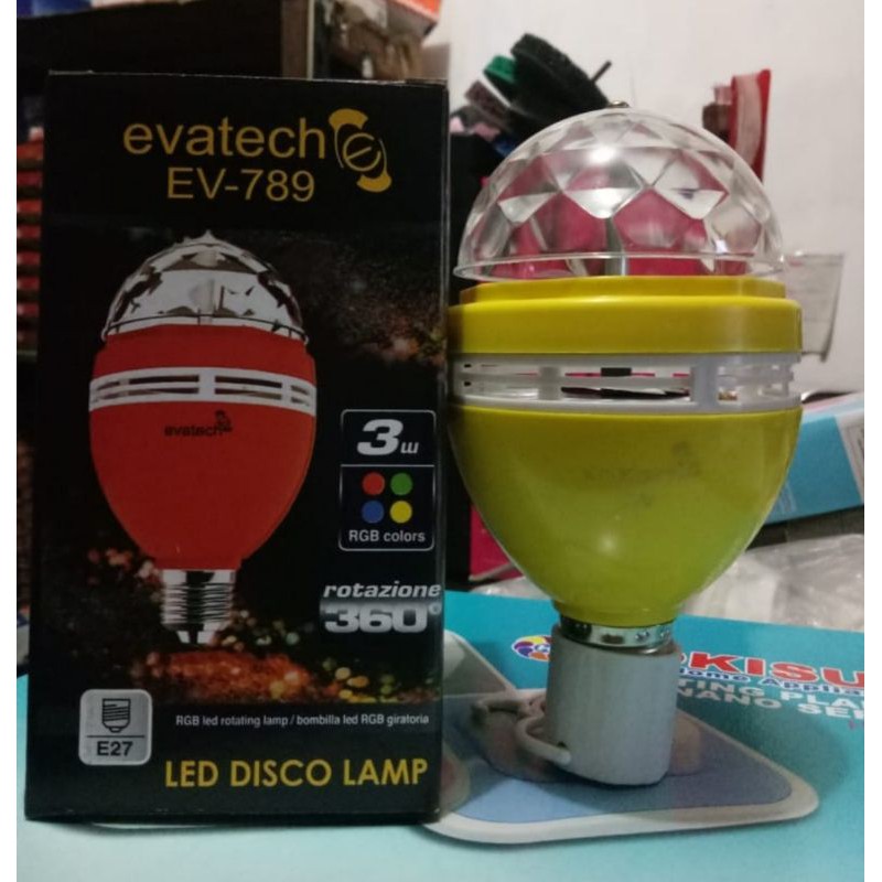 Lampu Disco 3 watt putar warna warni evatech