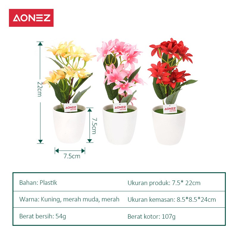 Aonez Mawar segitiga Bunga simulasi mawar pot bunga plastik Bunga buatan bunga hias tanaman-7