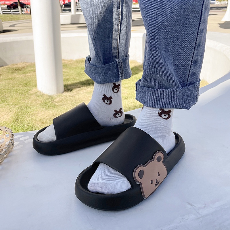 [littlecrab] Sendal Rumah Berkualitas Bear Samping Sandal Lucu Unik Beruang Keren Trendy Sandal Empuk Sendal Karet Korean Style