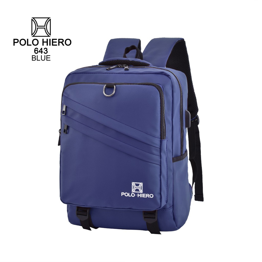 Best seller! Ransel Polo Hiero 643 Tas Sekolah Stylish Bahan Lembut,Licin (Free Kabel USB Extension) BISA COD-2
