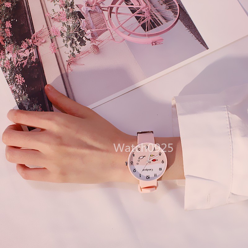 JAM TANGAN WANITA HARAJUKU COUPLE JELLY GAYA KOREAN SIMPLE JAM FASHION MEN WOMEN RANTAI CRYSTAL W87