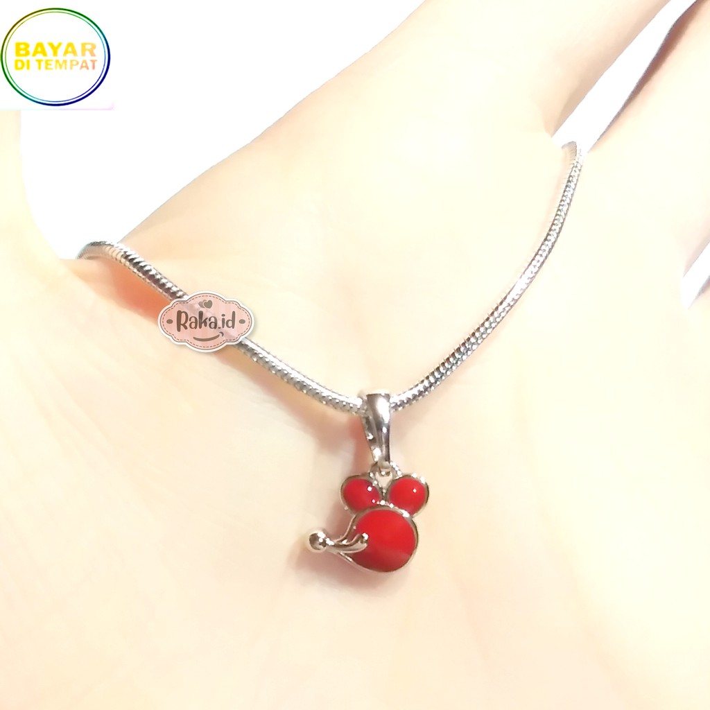 RAKA Acc - Kalung Wanita Kalung Mickey Tikus Merah Perhiasan Cantik Wanita Lapis Emas 18k 365