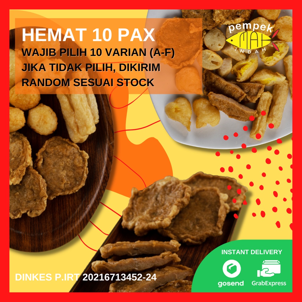 PEMPEK EMAK INDAH - PEMPEK MPENAK PALEMBANG ASLI IKAN TENGGIRI - Paket Hemat 10 Pax WAJIB PILIH VARIAN