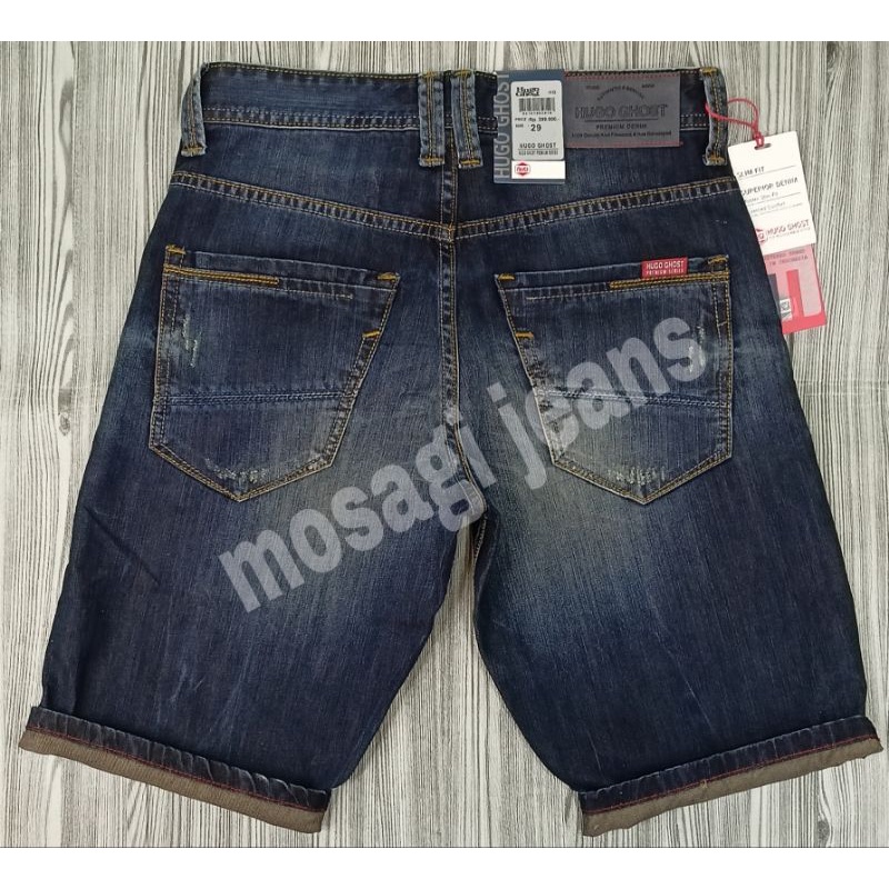 MOSAGIJEANS69 CELANA PENDEK JEANS PRIA HUGOGHOST DISTRO ORI