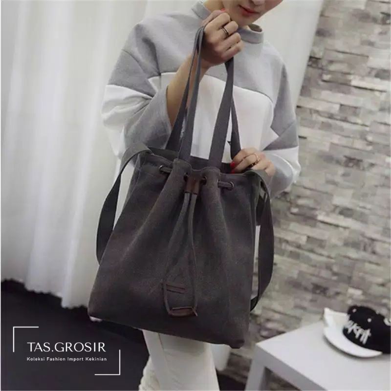 [COD] LB - Tas bahu serut canvas / Tas remaja masa kini / Tas fashion kuliah / 050