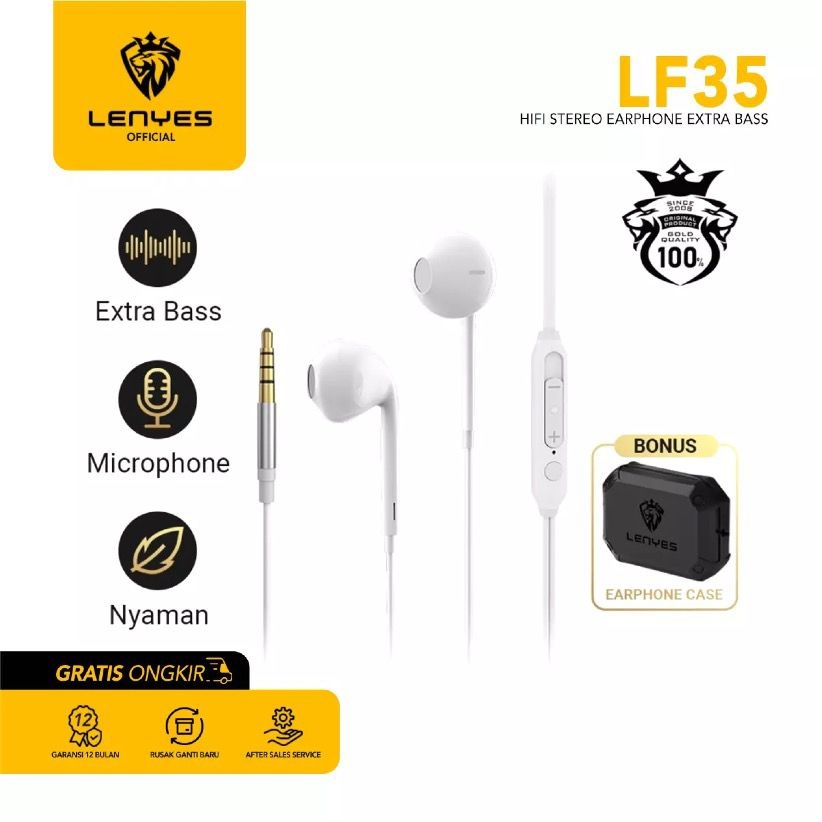 FREE CASE Headset Stereo LENYES LF35 Hifi Extra Bass with Handsfree Microphone
