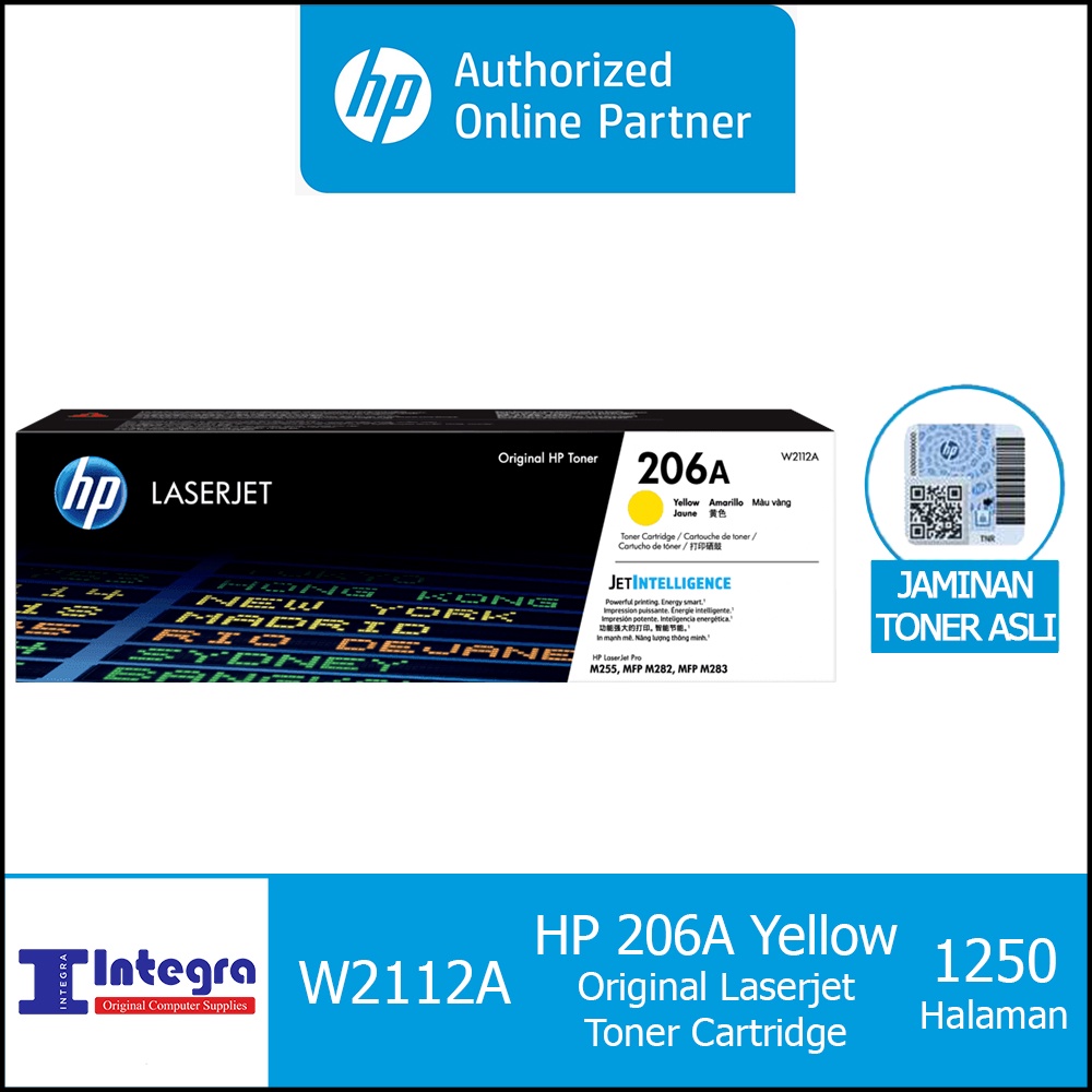 Toner HP 206A Yellow Original LaserJet Cartridge 206 A- W2112A