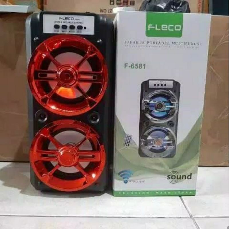 Cod Speaker Bluetooth Karaoke Fleco F - 6581 6582 Bonus Microphone Dan Remote
