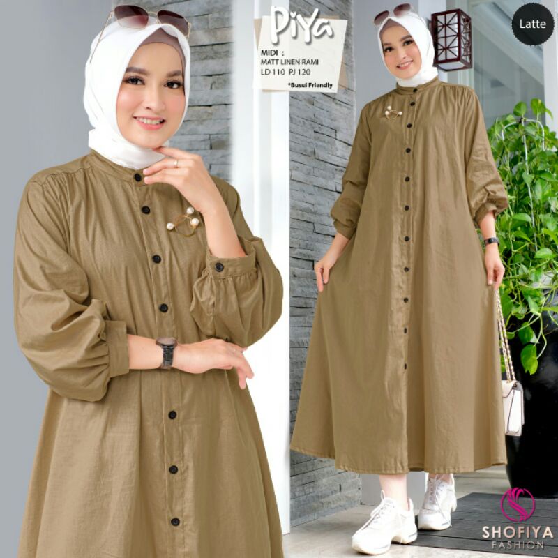 SHILA, PIYA ,,,OLIVE, ARUNI  Midi Dress Ori by Shofiya Fashion