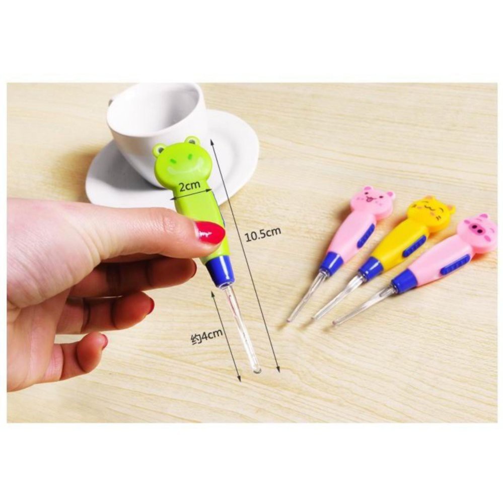 Earpick LED Karakter Flashlight Korek Kuping Pembersih Telinga Bayi Anak Earpick Cartoon LED / Pembe