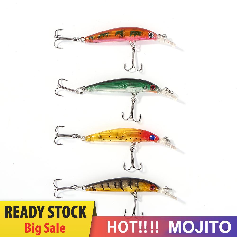 4pcs Umpan Pancing Ikan Minnow Dengan Kail Treble Wobblers