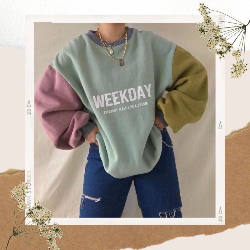 SWEATER WEEKDAY OOTD KOREAN STYLE PREMIUM DAN REALPIC / SWEATER OOTD PASTEL / KOREAN STYLE SWEATER W