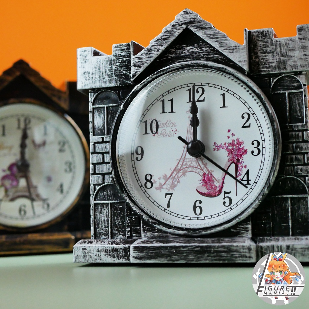 Figure Maniac - Jam Meja Kastil Castle Eiffel Plastik Dengan Alarm Souvenir Jam Alarm