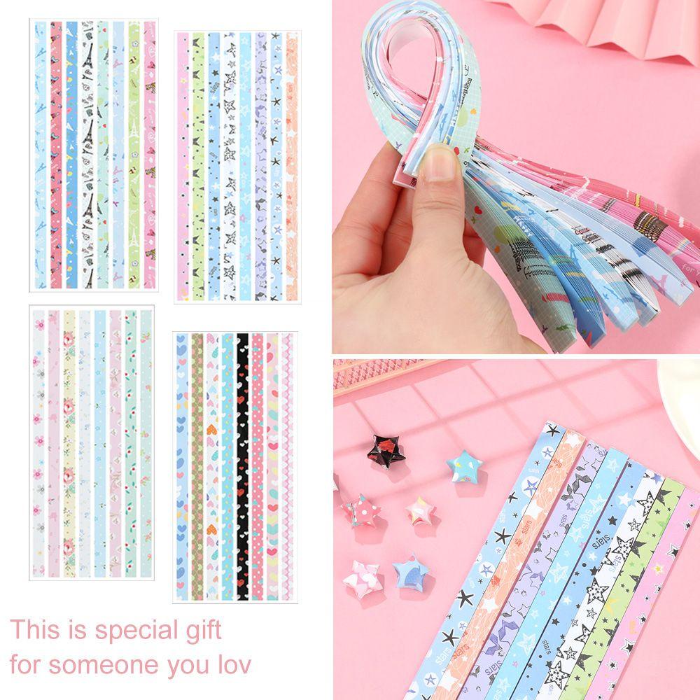 Nanas 1set/136Pcs Kertas Strip Hadiah Satu Sisi Best Wishes DIY Kerajinan Mix-Warna Set Origami