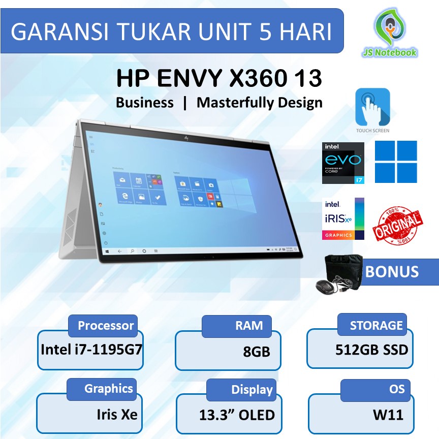 HP ENVY X360 13 OLED 2IN1 TOUCH I7 1195G7 8GB 512SSD W11 13.3